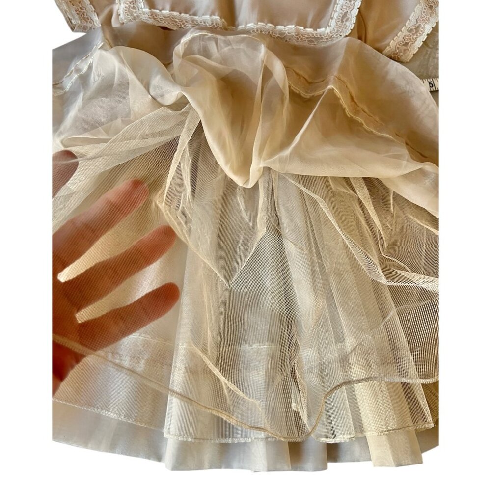 Vintage Honey Suckle Girls Size 6X Dress With Cream Lace Accents & Bow Sash - Picture 15 of 16